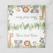 Niedliche Safari-Tiere Geburtstagsparty Platzkarte (Außenseite Aufgefaltet)