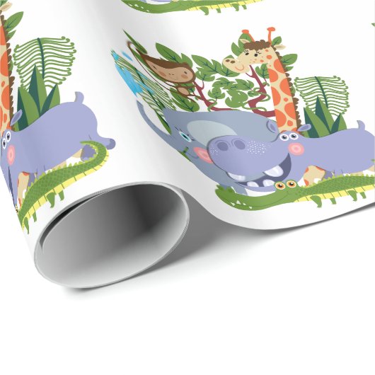 Niedliche Safari-Tiere Geschenkpapier (Rolleneckpunkt)