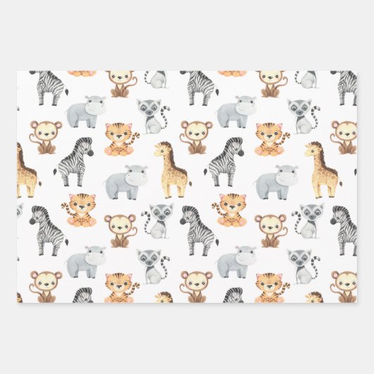 Niedliche Safari-Tiere Geschenkpapier Set (Vorderseite 2)