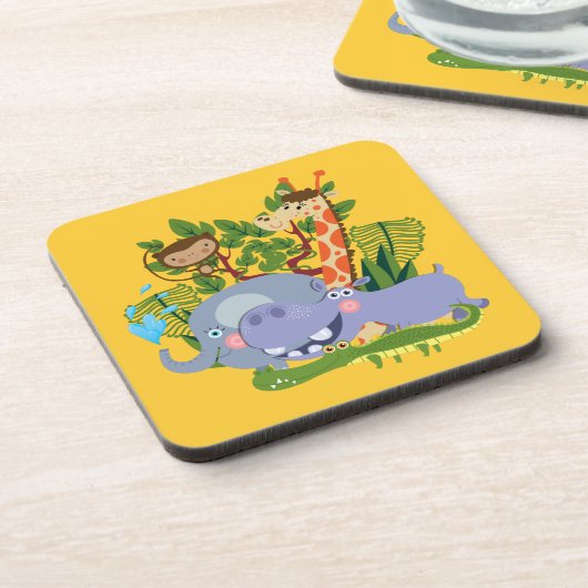Niedliche Safari-Tiere Getränkeuntersetzer (Linke Seite)