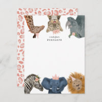 Niedliche Safari-Tiere - Girls - Note Card