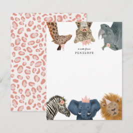 Niedliche Safari-Tiere - Girls - Note Card Mitteilungskarte