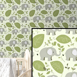 Niedliche Safari Tiere Graue Elefanten Leaf auf Gr Tapete