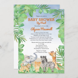 Niedliche Safari-Tiere | Greenery Baby Shower by M Einladung