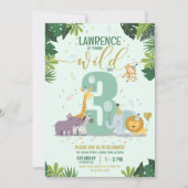 Niedliche Safari Tiere Junge Wildtiere und Drei Ge Einladung (Vorderseite)