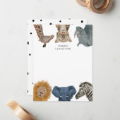 Niedliche Safari-Tiere Kinder Mitteilungskarte (Vorderseite/Rückseite Beispiel)