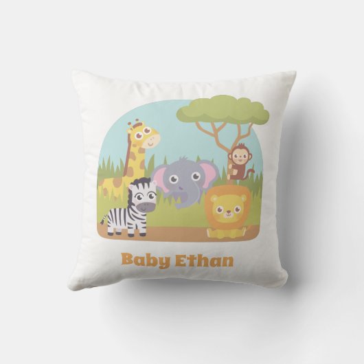 Niedliche Safari Tiere Kindernahrung Kinderzimmer  Kissen (Rückseite)