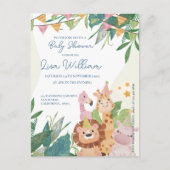 Niedliche Safari Tiere Leafy Baby Dusche Einladung Postkarte (Vorderseite)