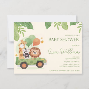 Niedliche Safari Tiere Leafy Baby Dusche Einladung Postkarte