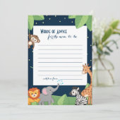 Niedliche Safari Tiere Neue Mommy Advice Duschkart Hinweiskarte (Stehend Vorderseite)