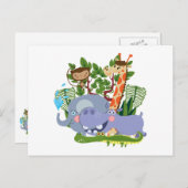 Niedliche Safari-Tiere Postkarte (Vorne/Hinten)