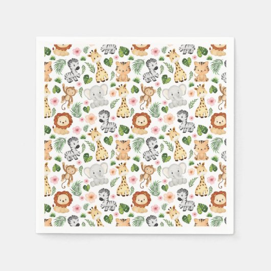 Niedliche Safari-Tiere Serviette (Vorderseite)