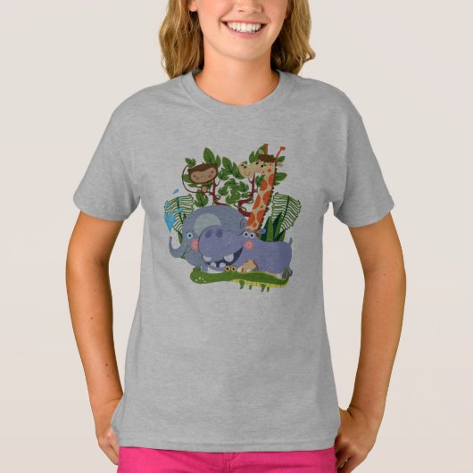 Niedliche Safari-Tiere T-Shirt (Vorderseite)