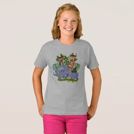 Niedliche Safari-Tiere T-Shirt (Vorne ganz)