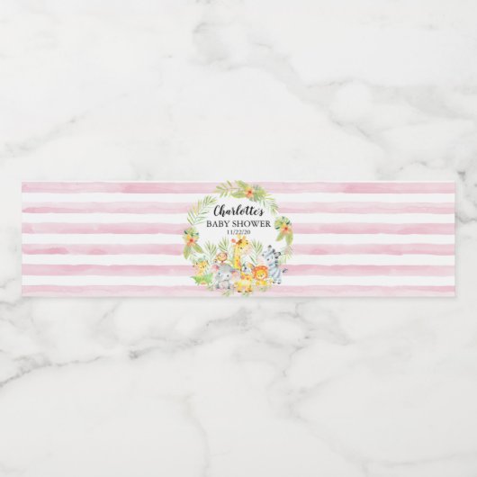 Niedliche Safari-Tiere Wasserflaschenetikett (Einzelnes Label)