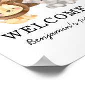 Niedliche Safari Tiere Wild 1. Geburtstag Willkomm Poster (Ecke)