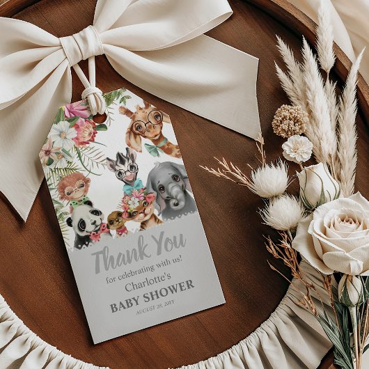 Niedliche Safari Tiere Wild One Boy Baby Dusche Geschenkanhänger