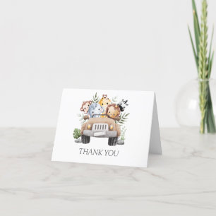 Niedliche Safari tierische Babydusche Dankeskarte