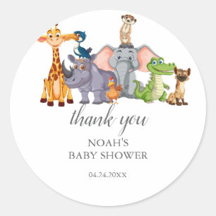 Niedliche Safari tierische Babydusche Runder Aufkleber