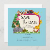 Niedliche Safari tierische Babydusche Save The Date (Vorne/Hinten)