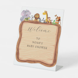 Niedliche Safari tierische Babydusche Sockelschild