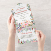 niedliche Safari Zotier Dschungelflora Babydusche All In One Einladung (Abreißen)