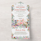 niedliche Safari Zotier Dschungelflora Babydusche All In One Einladung (Innen Boden)