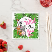 Niedliche Safaritiere 1. Geburtstag | Dschungeltie Serviette (Beispiel)