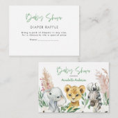 niedliche Safaritiere Babydusche-Windeln-Tombola Mitteilungskarte (Vorne/Hinten)