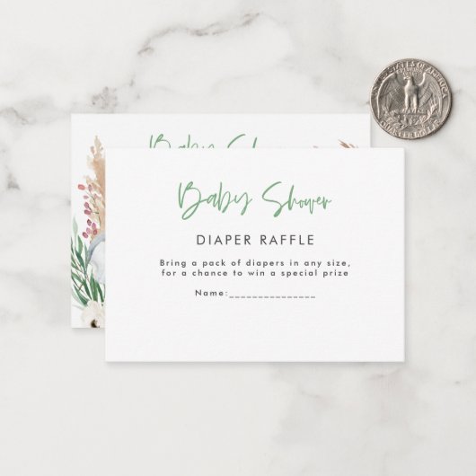 niedliche Safaritiere Babydusche-Windeln-Tombola Mitteilungskarte (Vorderseite/Rückseite Beispiel)