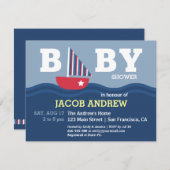 Niedliche Sailboat Kinderdusche Einladung (Vorne/Hinten)