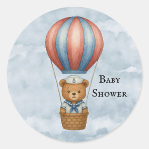 Niedliche Sailor Bear Hot Air Ballon Boy Baby Dusc Runder Aufkleber