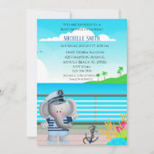 Niedliche Sailor Elephant Baby Dusche Einladung (Vorderseite)