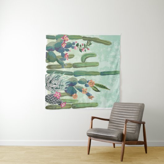 Niedliche Säkulare: Vintages Kaktusmuster Wandteppich (Beispiel (Horizontal))