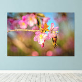 Niedliche Sakura-Blume bei Frühling Sonnenuntergan Leinwanddruck (Insitu (Holzboden))