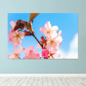 Niedliche Sakura-Blume für die Frühlingssonne Leinwanddruck (Insitu (Holzboden))