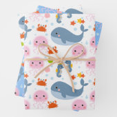 Niedliche Sammlung Meereslebewesen 6 Kunsthandwerk Geschenkpapier Set (Beispiel)