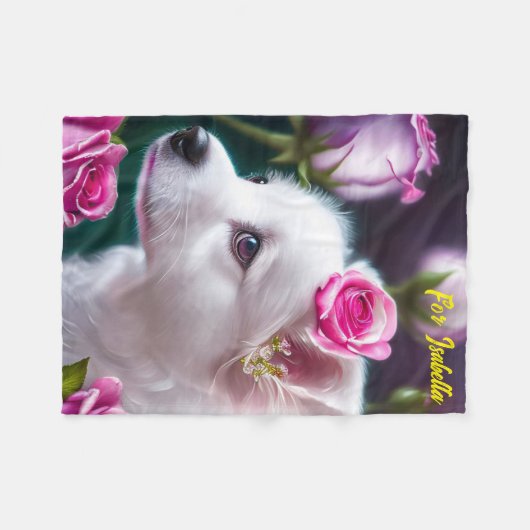 Niedliche Sammlung von Hunden und Rose Fleecedecke (Vorderseite (Horizontal))