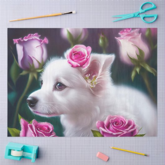 Niedliche Sammlung von Hunden und Rose Seidenpapier (Basteln)