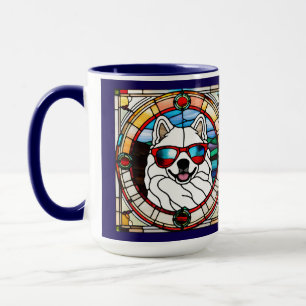 Niedliche Samojeden-Buntglas-Kaffeetasse Tasse