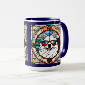 Niedliche Samojeden-Buntglas-Kaffeetasse Tasse (VorderseiteRechts)