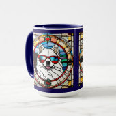Niedliche Samojeden-Buntglas-Kaffeetasse Tasse (Vorderseite Links)