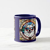 Niedliche Samojeden-Buntglas-Kaffeetasse Tasse (VorderseiteRechts)