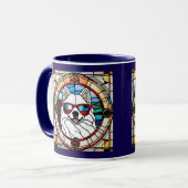 Niedliche Samojeden-Buntglas-Kaffeetasse Tasse (Vorderseite Links)