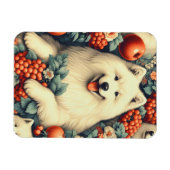 Niedliche Samoyed Floral Malerei Magnet (Horizontal)