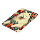 Niedliche Samoyed Floral Malerei Magnet (Linke Seite)