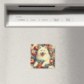 Niedliche Samoyed Floral Malerei Magnet (In Situ (Geschirrspüler))