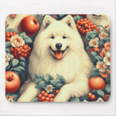 Niedliche Samoyed Floral Malerei Mousepad (Vorne)