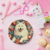 Niedliche Samoyed Floral Malerei Pappteller (Party)