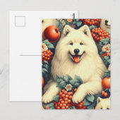 Niedliche Samoyed Floral Malerei Postkarte (Vorne/Hinten)